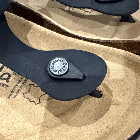 Betula by Birkenstock Black Strap Sandals with Tan Footbed - Picture 3 of 10